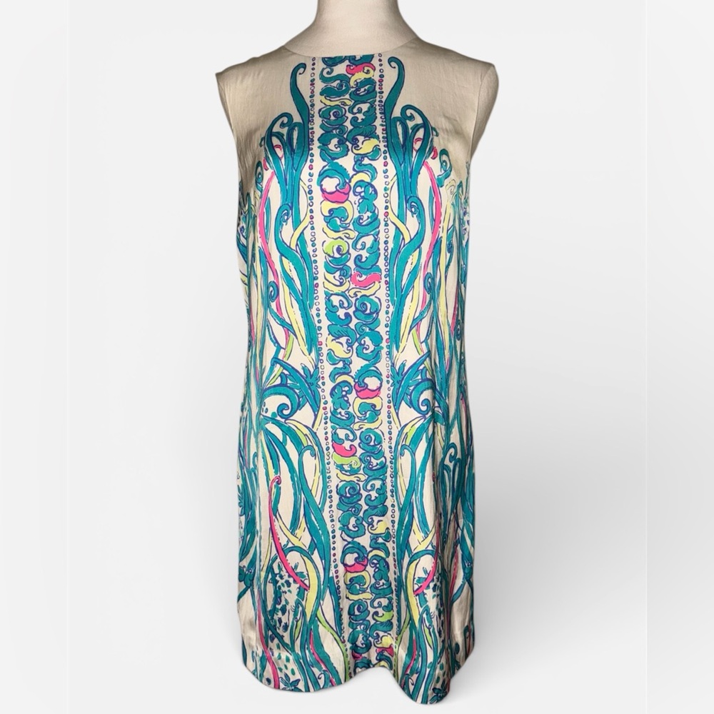 Lilly Pulitzer Iona Shift Silk Mini Dress - Multicolor Abstract Print